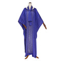 african plus size women's clothing heavy industry hot diamond beading silk satin round neck wide bat sleeve robe matching headscarf