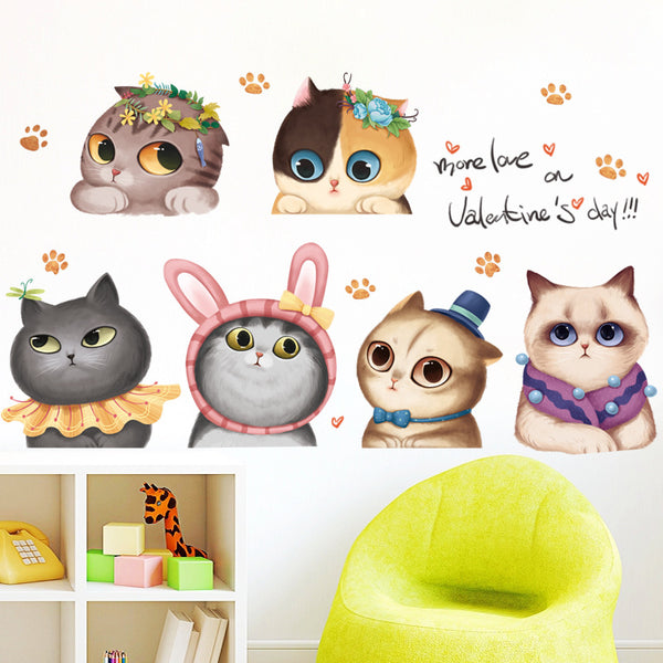 Cartoon wall sticker cute cat kindergarten children's room living room bedroom pet store door self-adhesive decorative sticker painting