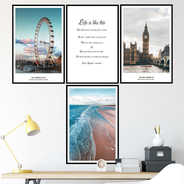 Wall Stickers Architecture Modern Nordic ins Self-Adhesive Stickers Romantic Living Room Bedroom TV Sofa Wall Background, London