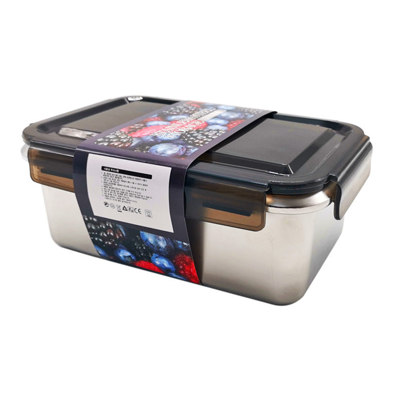 Japanese-style 316 stainless steel food container with lid, lunch box, outdoor fruit sealed bento box, square lunch box - wholesale