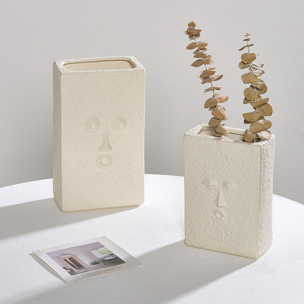 ins Nordic modern creative face mask ceramic vase ornament living room flower arrangement shooting props home ornament
