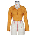 2020     european and american new women's blouse turn-down collar short shirt sexy women's clothing