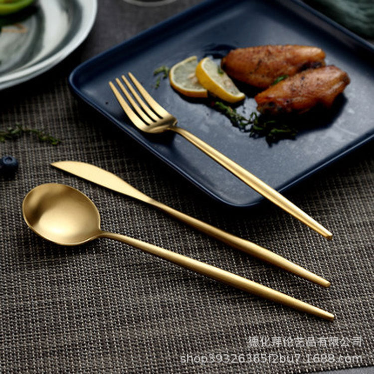 304 stainless steel western cutlery set - knife, fork, spoon, coffee spork, chopsticks, stirring spoon - steak 3-piece set - wholesale food grade
