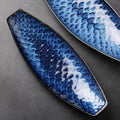Japanese sashimi plate, large long plate, cold dish, dessert plate, fish plate, ceramic boat-shaped creative kiln-turned sushi plate