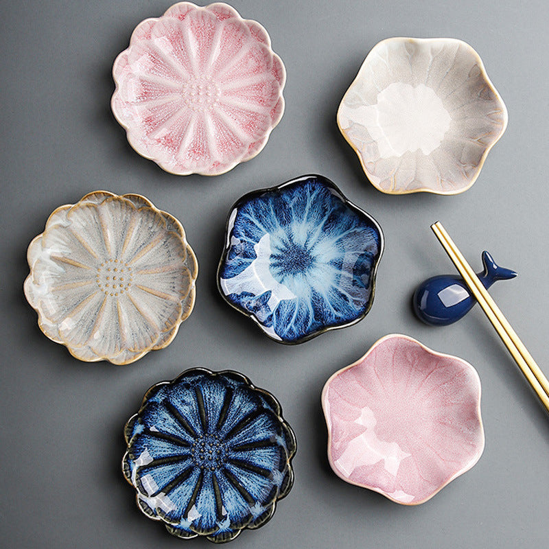 Japanese kiln-turned plate, ceramic snack plate, seasoning plate, restaurant hot pot sauce plate, sushi sauce plate, wholesale