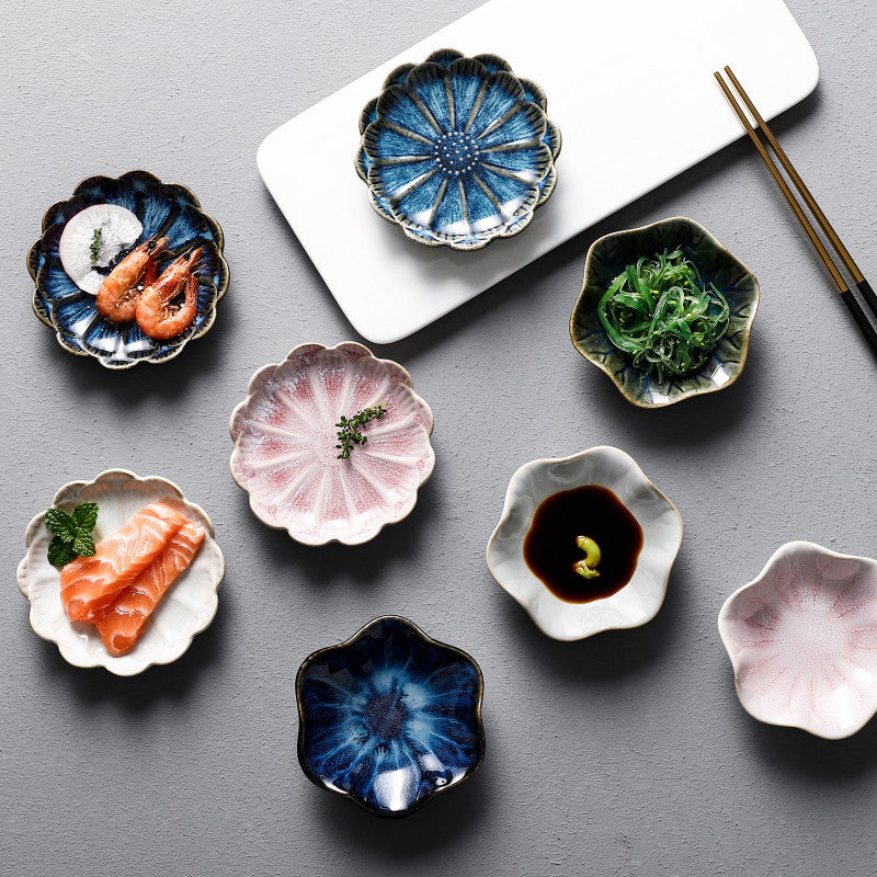 Japanese kiln-turned plate, ceramic snack plate, seasoning plate, restaurant hot pot sauce plate, sushi sauce plate, wholesale