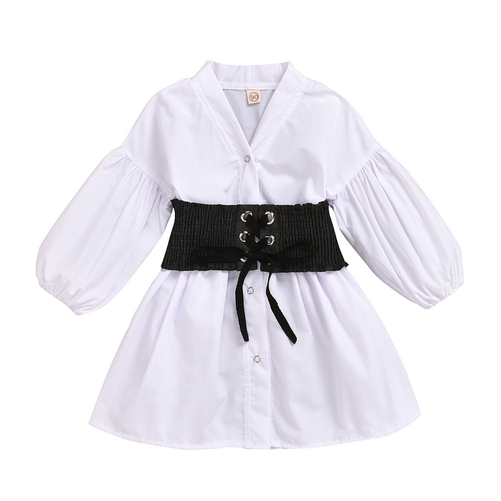 European and american style girls' outfit: woven cotton v-neck cardigan + elastic denim tie-waist set - cross-border exclusive