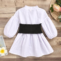 European and american style girls' outfit: woven cotton v-neck cardigan + elastic denim tie-waist set - cross-border exclusive