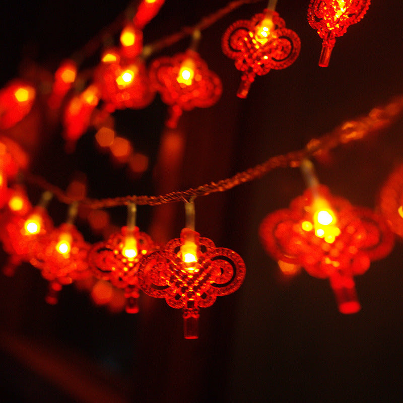 Factory led Chinese knot flash light Spring Festival Lantern Festival lantern room string light small red lantern pendant wedding room decoration light