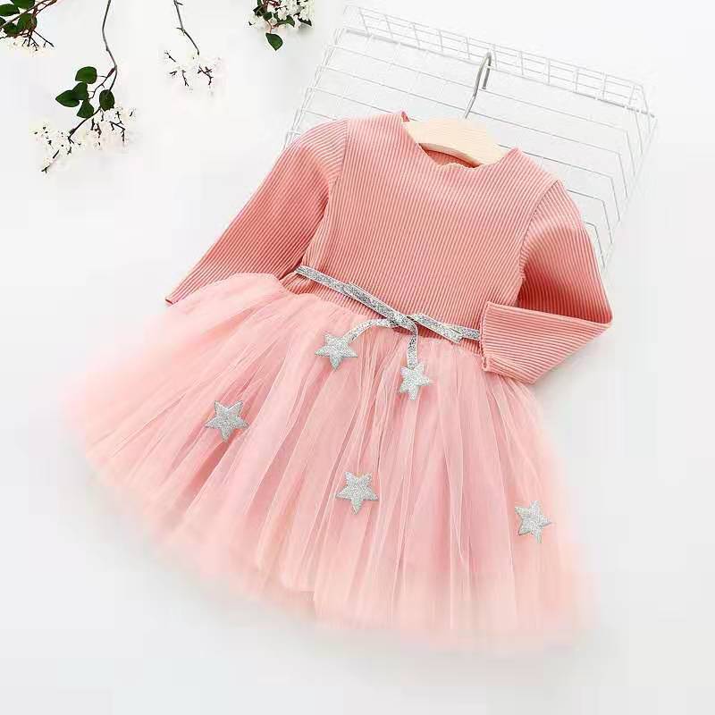Korean style knitted mesh dress bow princess dress children's holiday dress - direct from the manufacturer