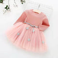 Korean style knitted mesh dress bow princess dress children's holiday dress - direct from the manufacturer