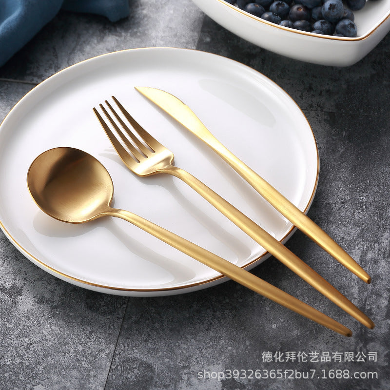 304 stainless steel western cutlery set - knife, fork, spoon, coffee spork, chopsticks, stirring spoon - steak 3-piece set - wholesale food grade
