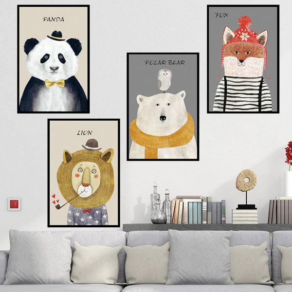 Wall sticker decorative painting style Nordic animal cartoon cute self-adhesive wall wallpaper living room bedroom painting, pipe brother