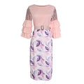 Aliexpress  round neck socialite lace patchwork leaf print slim fit dress european and american foreign trade plus size women's clothing