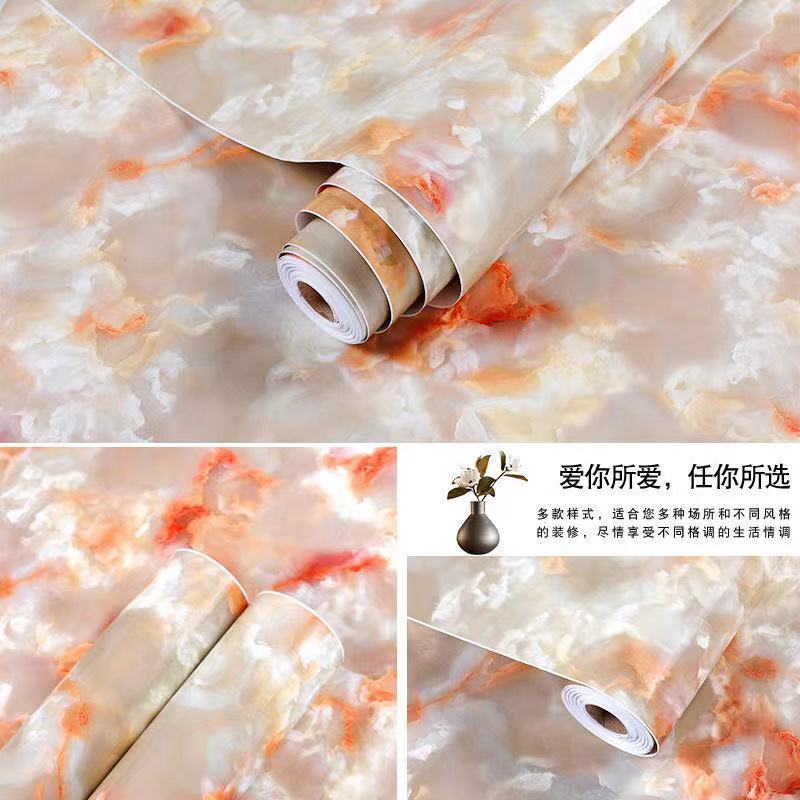 Cross-border marble wallpaper self-adhesive kitchen oil-proof sticker stove desktop waterproof tile wallpaper furniture renovation