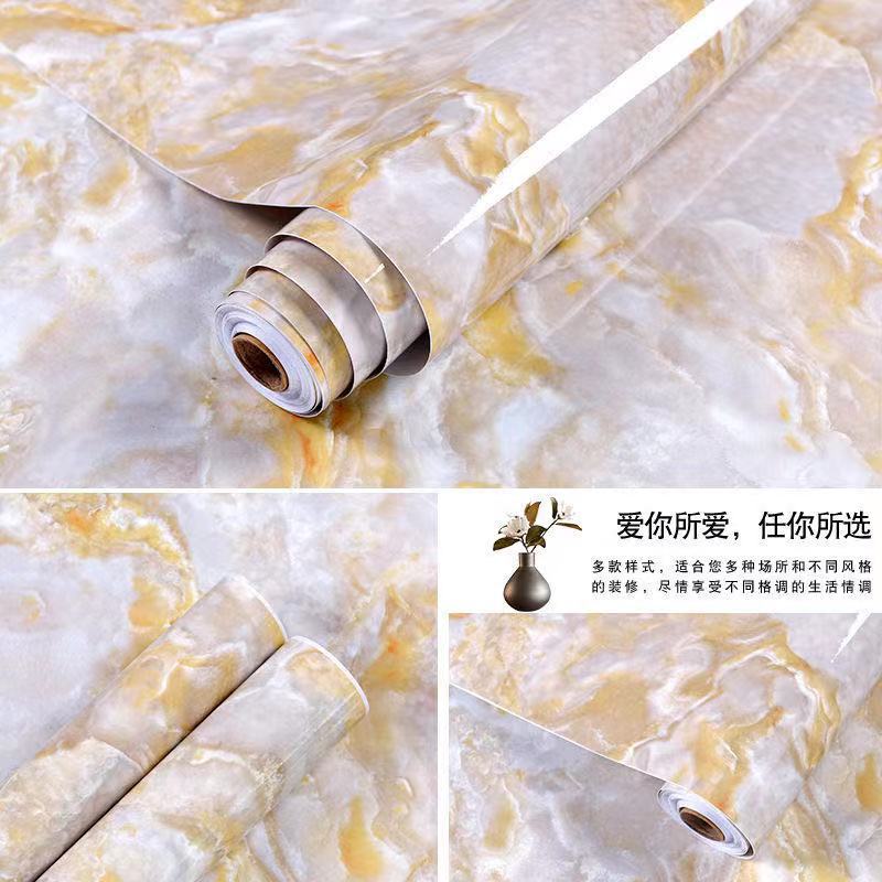 Cross-border marble wallpaper self-adhesive kitchen oil-proof sticker stove desktop waterproof tile wallpaper furniture renovation