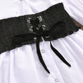 European and american style girls' outfit: woven cotton v-neck cardigan + elastic denim tie-waist set - cross-border exclusive