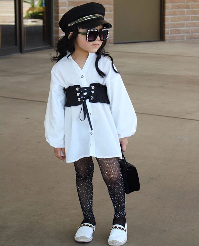 European and american style girls' outfit: woven cotton v-neck cardigan + elastic denim tie-waist set - cross-border exclusive
