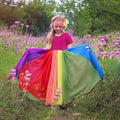 Wholesale summer new arrivals: girls' short-sleeve rainbow patchwork mesh dress - rainbow princess dress for girls