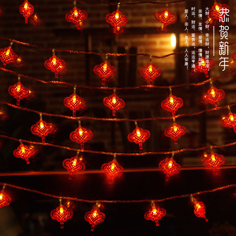 Factory led Chinese knot flash light Spring Festival Lantern Festival lantern room string light small red lantern pendant wedding room decoration light