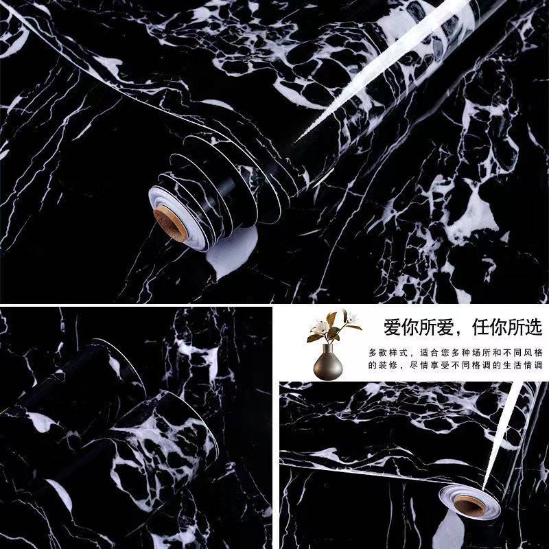 Cross-border marble wallpaper self-adhesive kitchen oil-proof sticker stove desktop waterproof tile wallpaper furniture renovation
