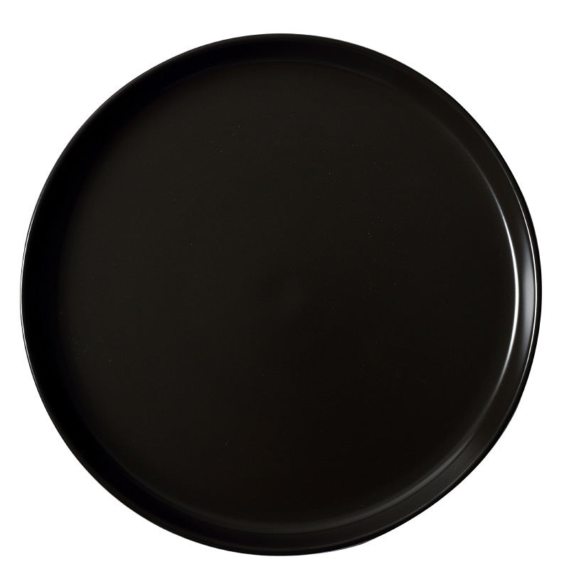 Creative matte black and white ceramic dinnerware set - plates, dishes, trays - perfect for home use, breakfast, cakes, western cuisine, and steak