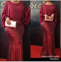 cross-border sourcing:  plus size african women's sequin chiffon christmas party evening gown dress