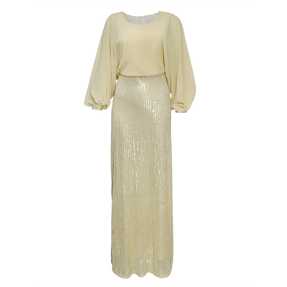 cross-border sourcing:  plus size african women's sequin chiffon christmas party evening gown dress