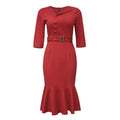 sourcing:  &  - plus size african women's v-neck ruffle hem dress with side button detail