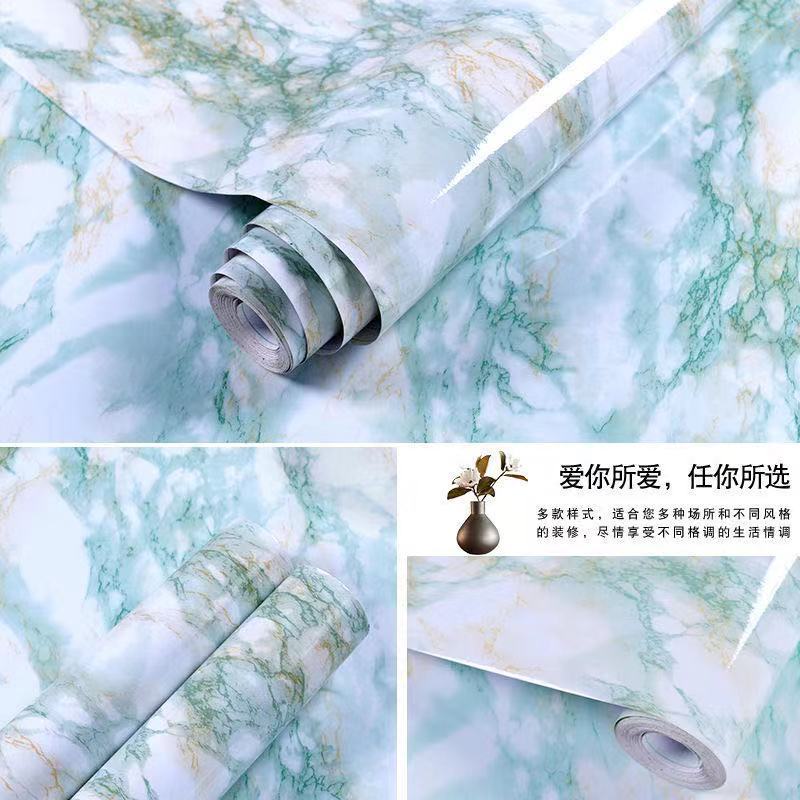 Cross-border marble wallpaper self-adhesive kitchen oil-proof sticker stove desktop waterproof tile wallpaper furniture renovation