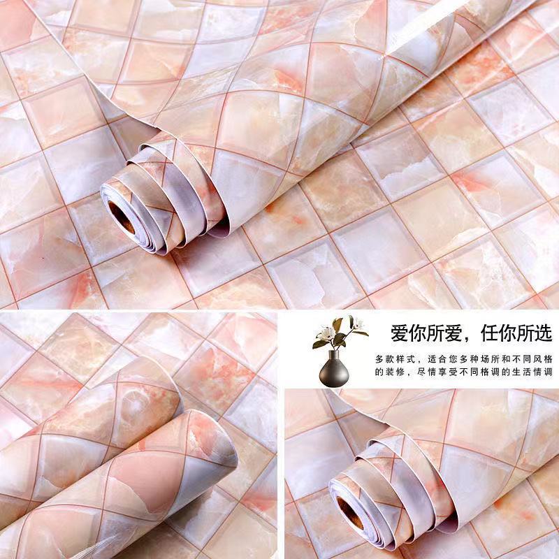 Cross-border marble wallpaper self-adhesive kitchen oil-proof sticker stove desktop waterproof tile wallpaper furniture renovation