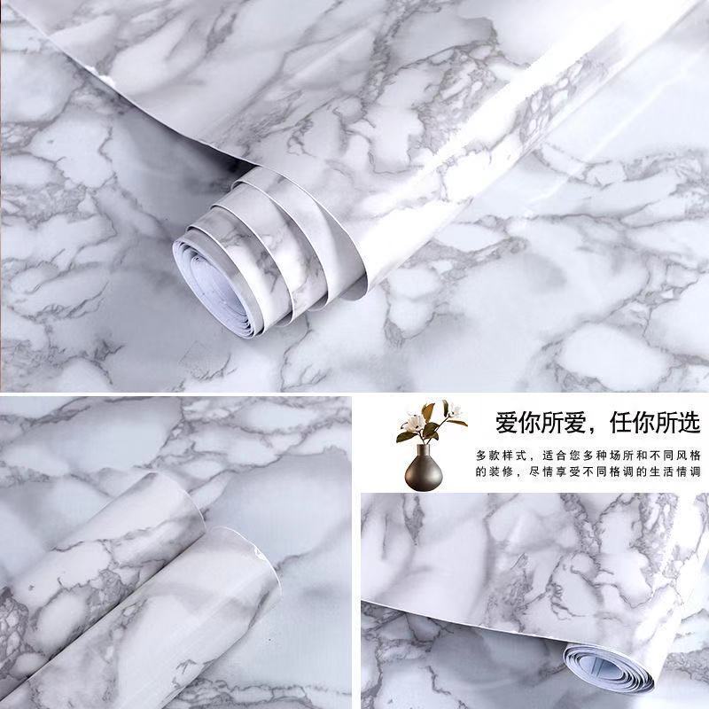 Cross-border marble wallpaper self-adhesive kitchen oil-proof sticker stove desktop waterproof tile wallpaper furniture renovation