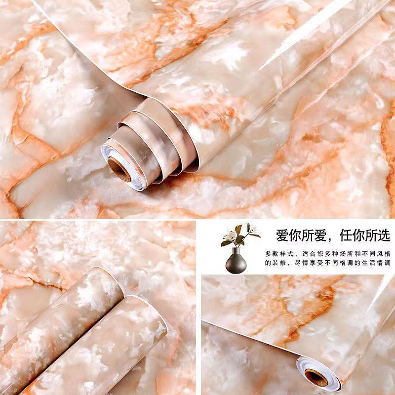 Cross-border Supply Desktop Stickers Marble Wallpaper Self-Adhesive Kitchen Oil-proof Stickers Furniture Renovation Stove Cabinet Stickers