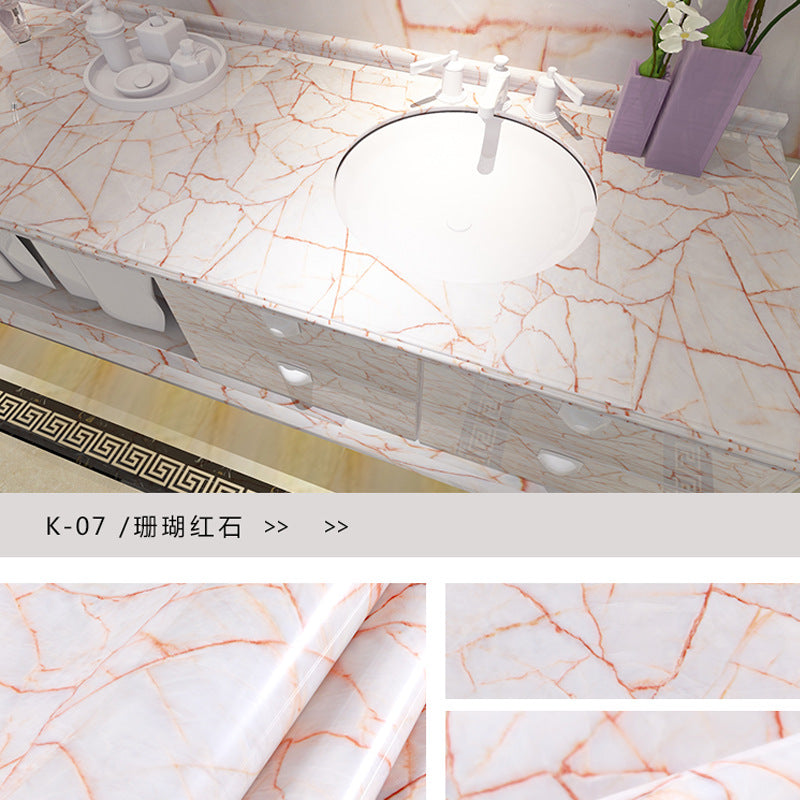 Cross-border marble wallpaper self-adhesive kitchen oil-proof sticker stove desktop waterproof tile wallpaper furniture renovation