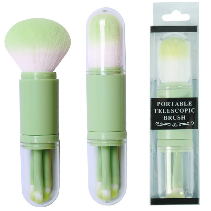 Portable 4-in-1 retractable brush eyeshadow brush makeup master transparent single loose powder brush multifunctional makeup brush