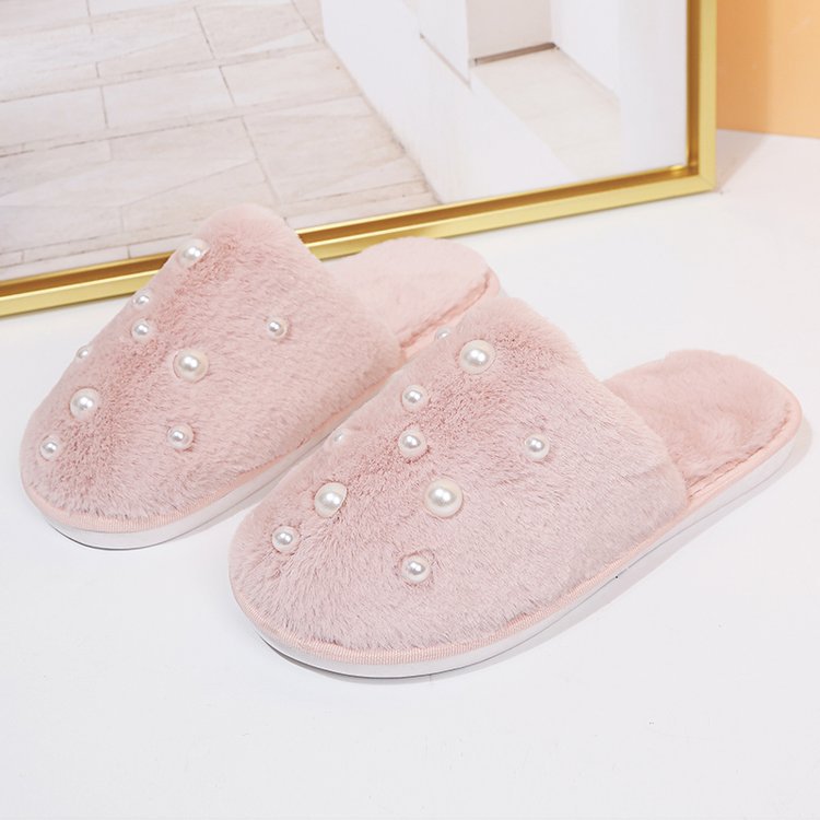 New winter large pearl cotton slippers women's warm thick sole home couple fashion home furry slippers winter men