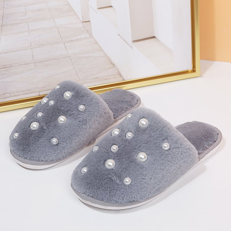 New winter large pearl cotton slippers women's warm thick sole home couple fashion home furry slippers winter men
