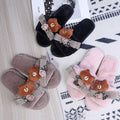 2024 cute bear couple cotton slippers warm open toe indoor home linen slippers autumn and winter women's cotton slippers wholesale