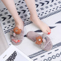 2024 cute bear couple cotton slippers warm open toe indoor home linen slippers autumn and winter women's cotton slippers wholesale
