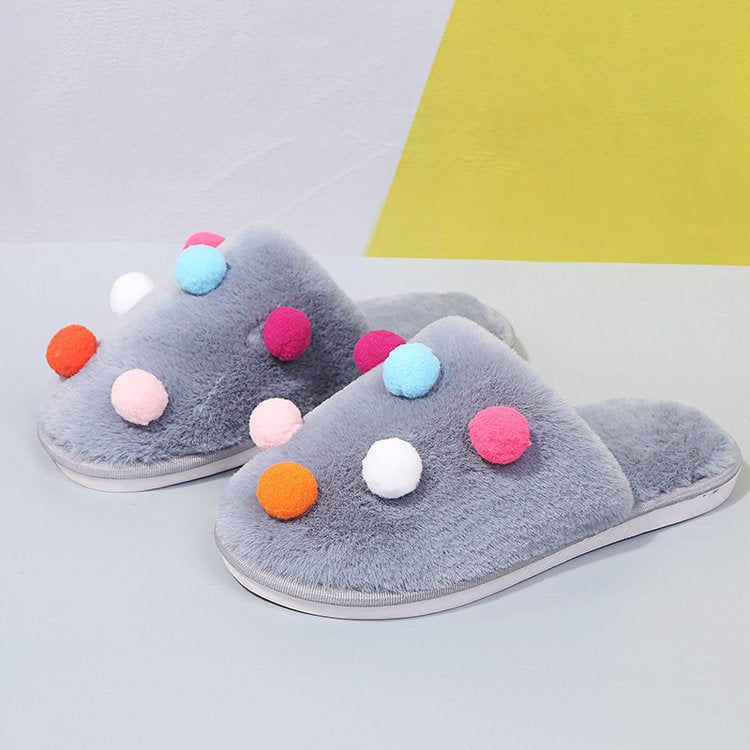Women's fall/winter cotton slippers - cute plush, home & leisure, candy colors, fleece-lined, extra thick, full coverage, warm & cozy slippers