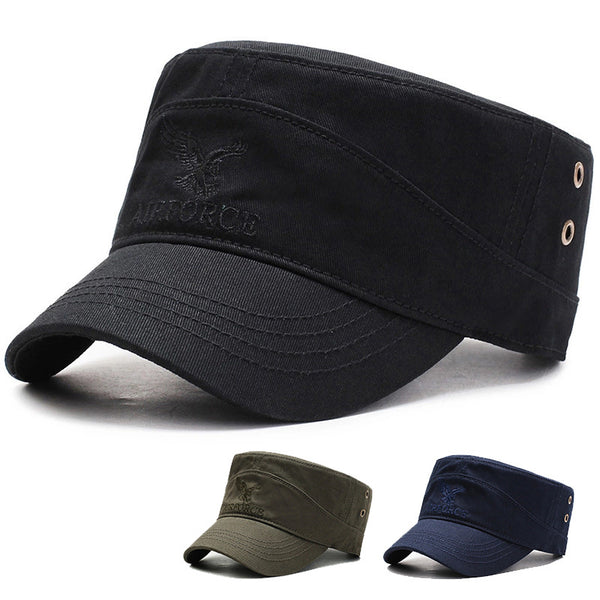 Hat men's Korean version tide eagle embroidery flat-top baseball cap women's spring and summer outdoor sunshade sun protection peaked cap