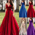 summer new arrivals: european and american style sexy v-neck dress - sleeveless, solid color, fashionable evening gown with spaghetti straps