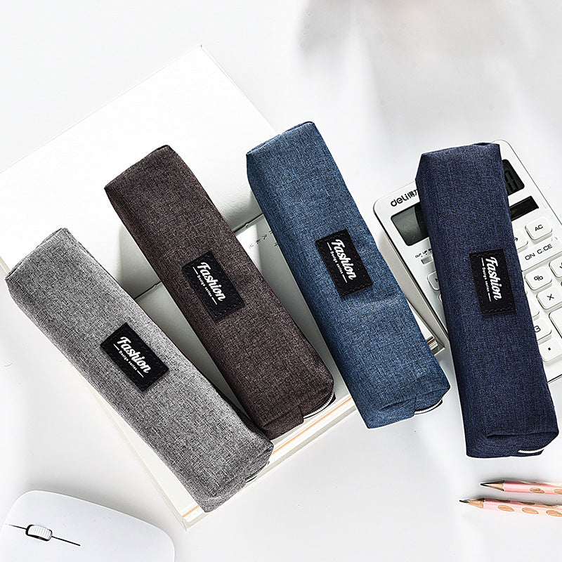 Simple student pencil case canvas large capacity, solid color pencil storage bag, factory direct sales of primary school students stationery box
