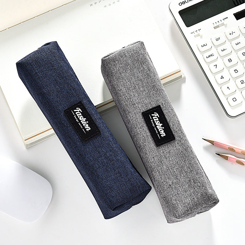 Simple student pencil case canvas large capacity, solid color pencil storage bag, factory direct sales of primary school students stationery box