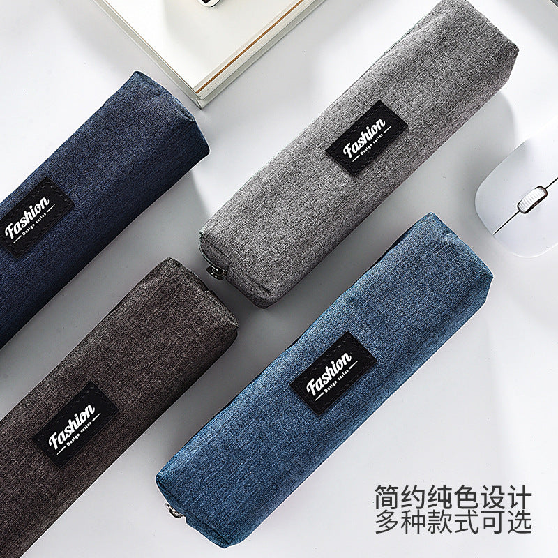 Simple student pencil case canvas large capacity, solid color pencil storage bag, factory direct sales of primary school students stationery box
