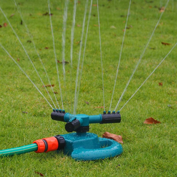 Plastic 360-degree rotating large three-pronged automatic watering sprinkler, garden irrigation beam field maintenance sprinkler