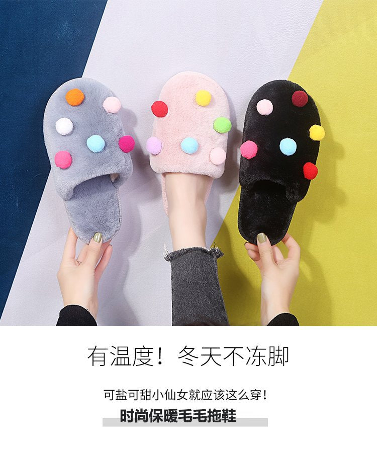 Women's fall/winter cotton slippers - cute plush, home & leisure, candy colors, fleece-lined, extra thick, full coverage, warm & cozy slippers