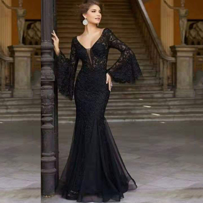 new spring/summer cross-border fashion evening gown - elegant, sexy, slim-fit mermaid long prom dress