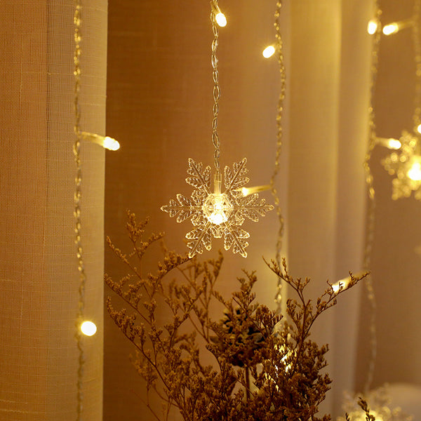 LED curtain snowflake ice strip light string, Christmas lights scene, window atmosphere full of stars,  hot-selling