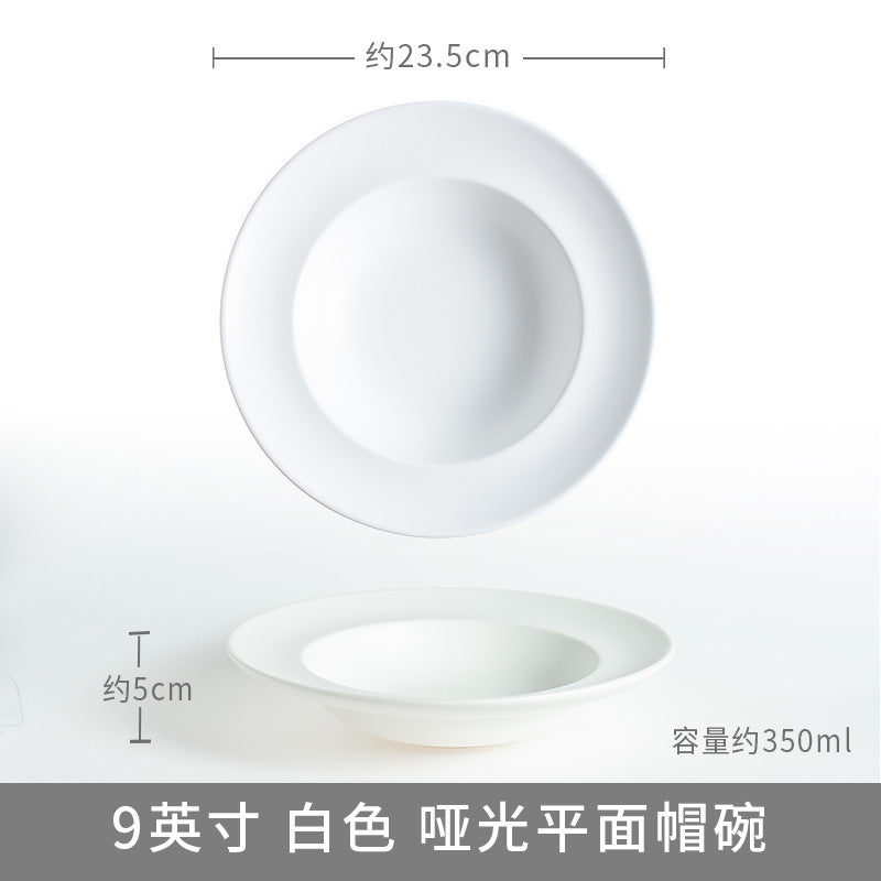 Nordic pasta plate straw hat plate vegetable plate creative western food plate ceramic pasta tableware deep plate tray glaze color